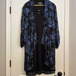 Harper 241 Plus Size Blue Floral Midi Dress Size 3X